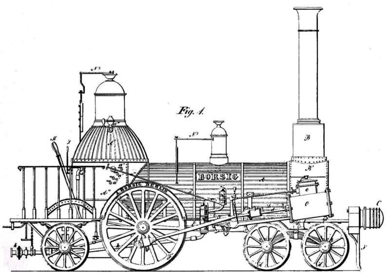 Borsig-Dampflok mit Stevenson-Steuerung